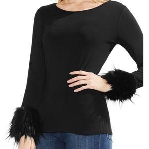 Vince Camuto Faux Fur Long Sleeve Top Size XS